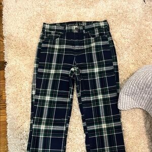 American Eagle Outfitters Green and Blue Plaid Casual Pants